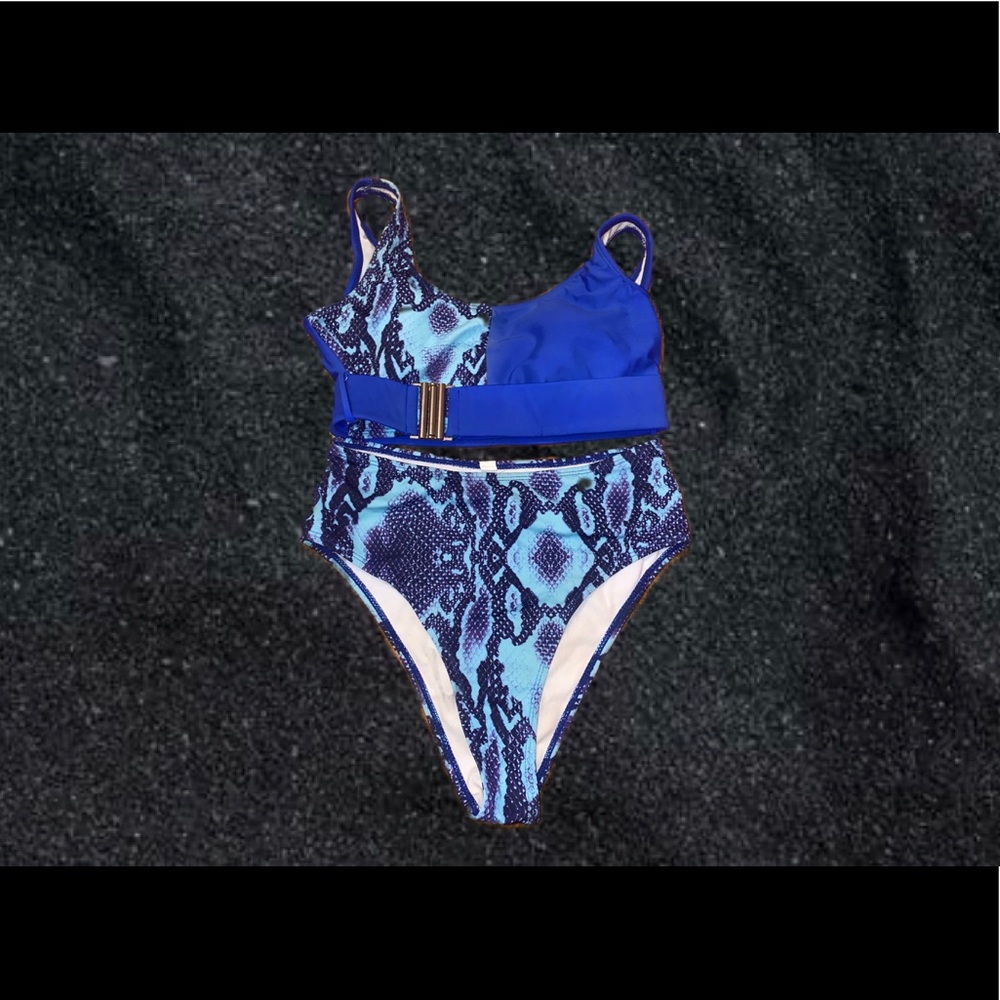 Blue snakeskin pattern bikini